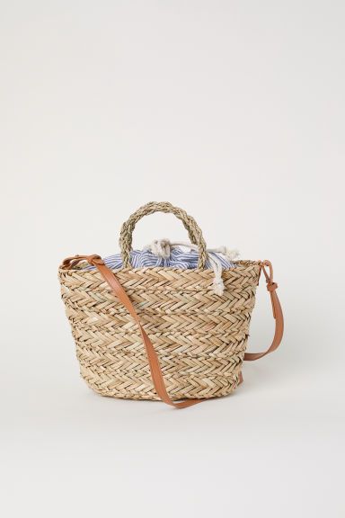 H & M - Straw Bag with Fabric Bag - Orange | H&M (US + CA)