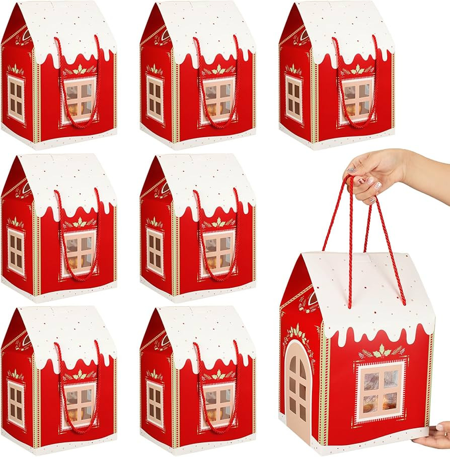 AmazingSpark 12 Pack Large Enchanted Christmas Gift Boxes Wonderland Cottage House Shaped Christm... | Amazon (US)