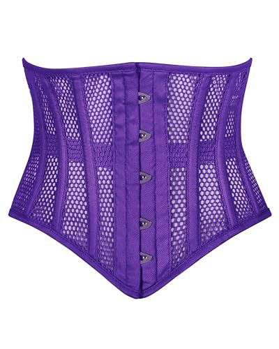 Heavy Duty Underbust Steel Boned Waist Trainer Cincnher Womens Waspie Mesh Corset (US, Alpha, XX-Large, Regular, Regular, Purple) | Amazon (US)