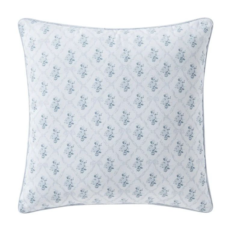 My Texas House 20" x 20" Rebecca Blue Floral Reversible Cotton Decorative Pillow | Walmart (US)