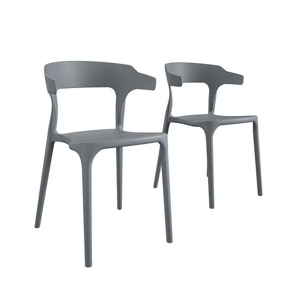 Novogratz Poolside Collection Felix Stacking Dining Chairs Set - Set of 2 - Charcoal | Bed Bath & Beyond