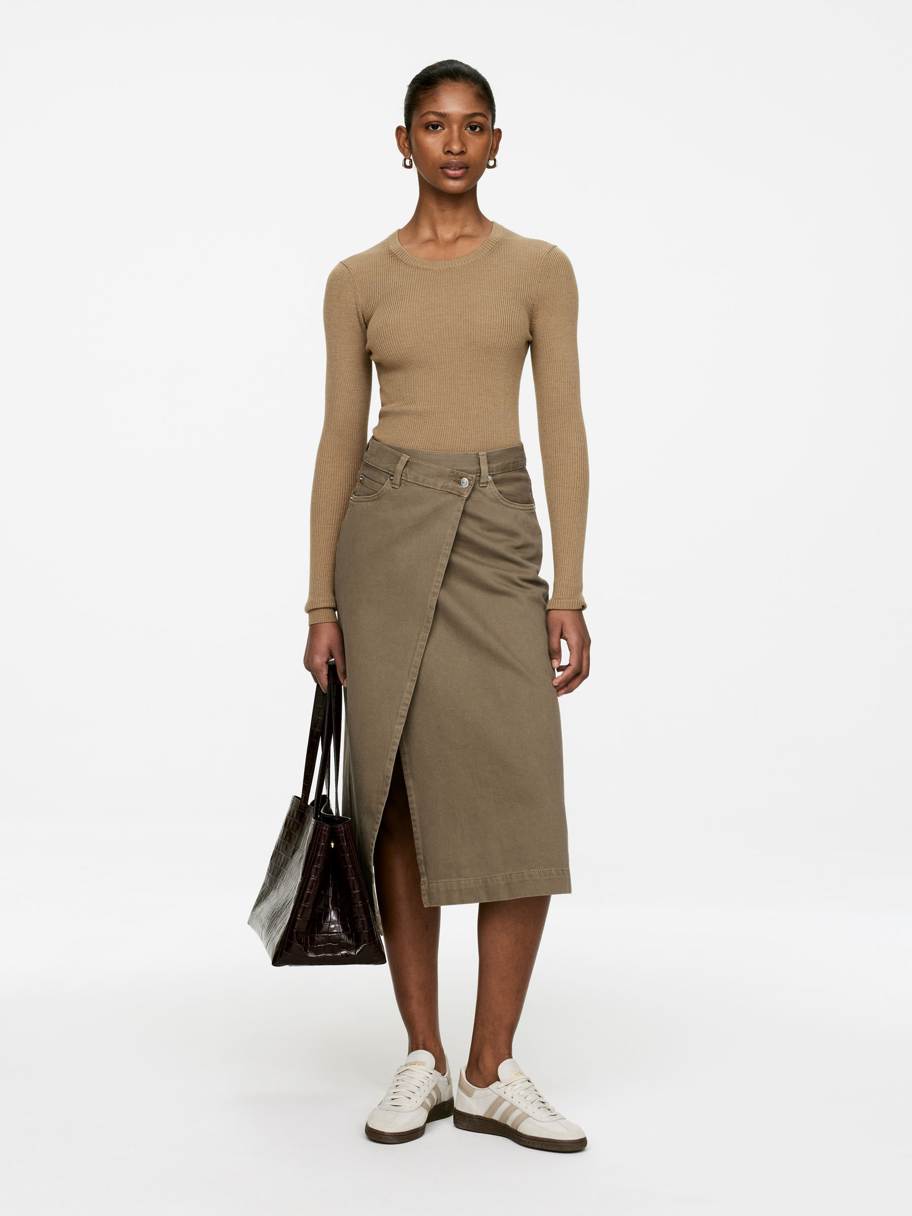 Wickelrock aus Denim – Khaki – Damen – ARKET DE | Arket EU