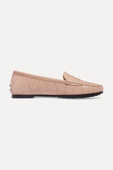 Tod's - City Gommino Croc-effect Leather Loafers - Beige | NET-A-PORTER (US)