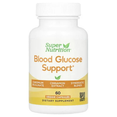 Super Nutrition, Blood Glucose Support with Chromium Picolinate, Cinnamon, Fenugreek, and Grape Extracts, 60 Veggie Capsules | iHerb