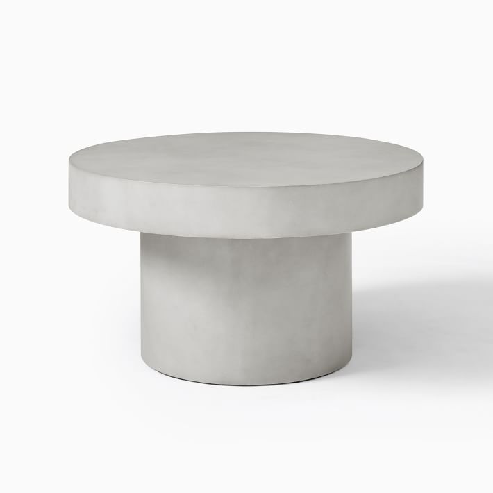 Volume Round Pedestal Coffee Table (30") - Concrete | West Elm (US)