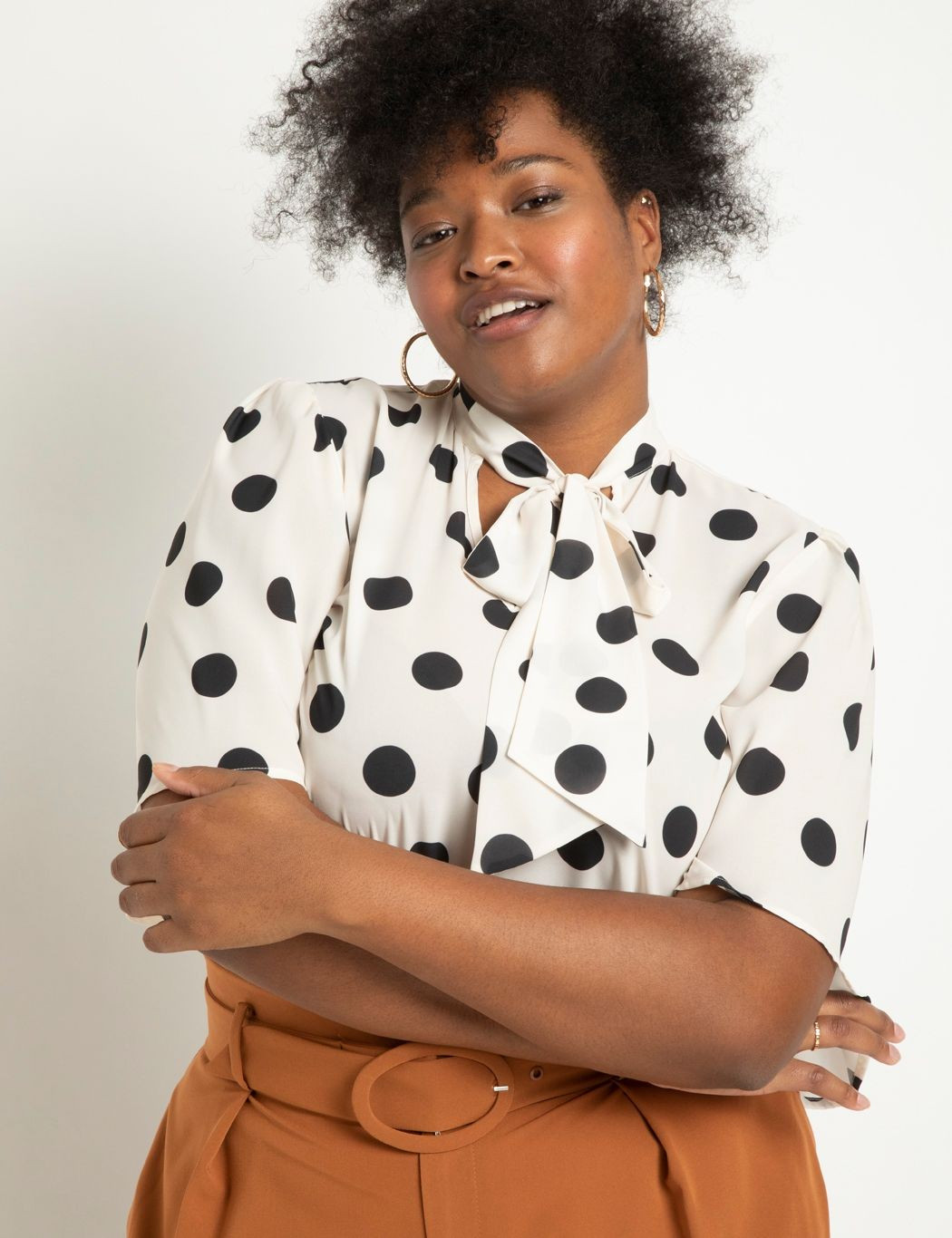 Bow Blouse with Flutter Sleeve | Women's Plus Size Tops | ELOQUII | Eloquii