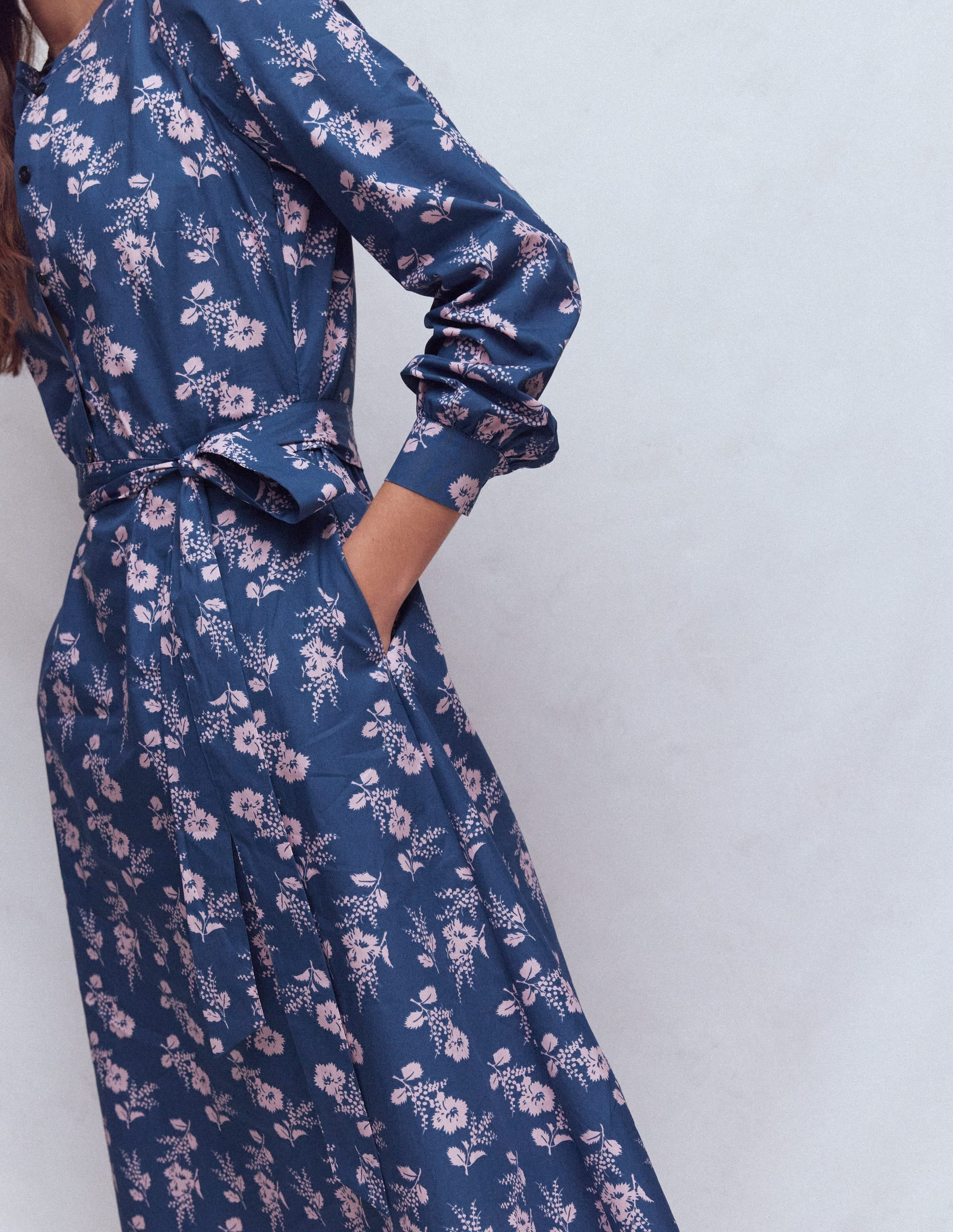 Ava Cotton Midi Dress-Denim Blue, Blossomy Sprig | Boden (US)