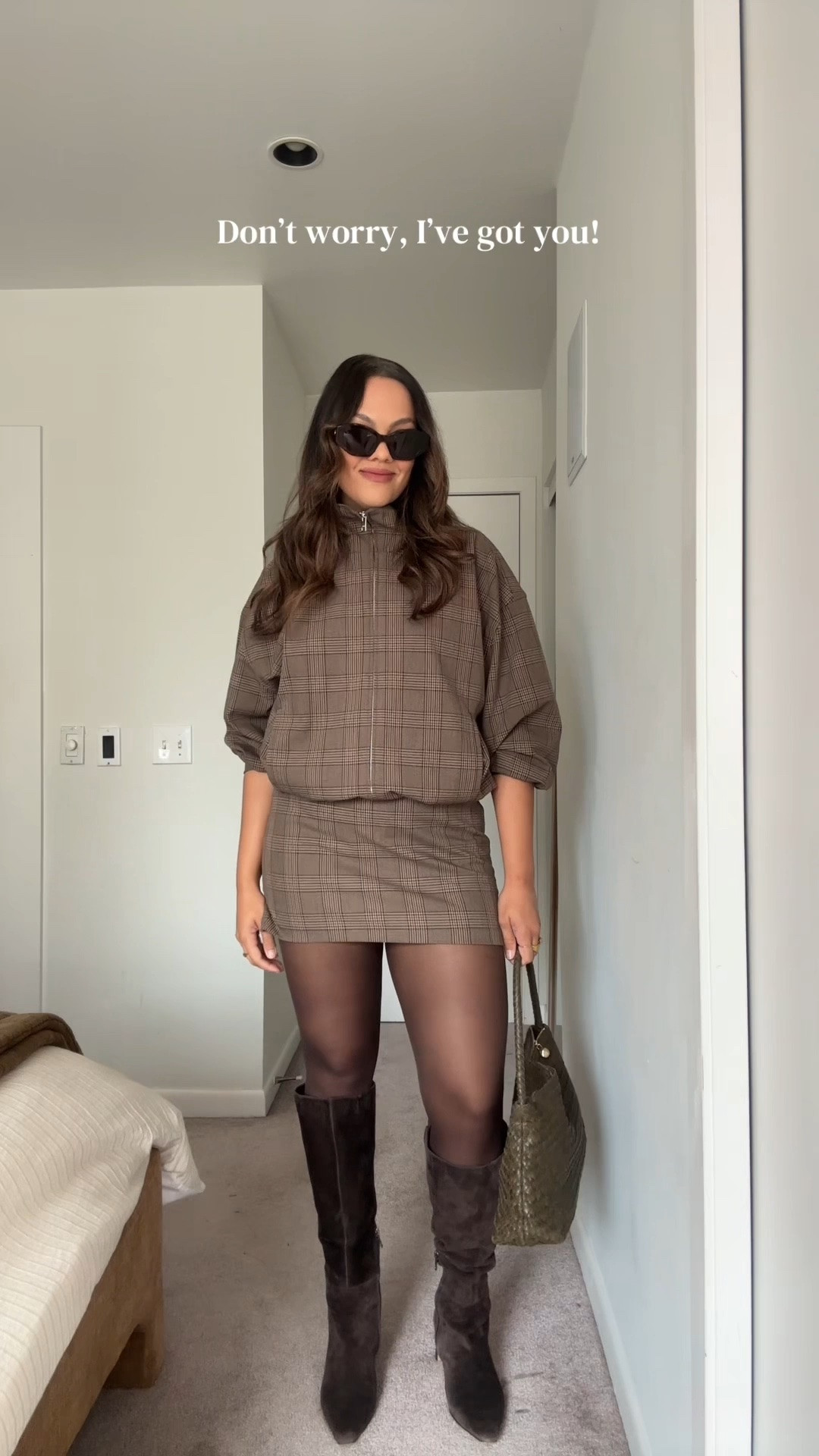 Fun fashion style inspiration!

Outfit one:
-Aritzia brown plaid mini skort, I have a size 10 (roundup skort). 
-Aritzia brown plaid funnel neck jacket, I have a size medium.
-Aritzia brown tights, I have a size large.
-Sam Edelman chocolate brown suede knee-high heeled boots. I have the wide calf version.
-Madewell olive green woven bag.
-Celine Triomphe cat eye brown sunglasses.

Outfit two:
-Zara purple short-sleeved sweater, I have a size large.
-Uniqlo medium wash barrel jeans, I have a size 29.
-Quince black and silver studded belt, I have a size medium.
-Sézane chartreuse jacket, I have a size large.
-Zebra print kitten heels, similar linked. 
-Anthropologie black and silver studied bag.

Outfit three:
-Aritzia black satin pants, I have a size large.
-Zara red pointed flats.
-Aritzia brown and white striped long sleeve shirt, I have a size large.
-Sézane brown mac coat, I have a size 40.

Outfit four:
-Massimo Dutti zebra print skirt, I have a size 40. Similar options also linked.
-Reformation chartreuse satin jacket, I have a size large.
-Banana Republic black tank top, I have a size medium.
-Ganni black and silver buckled heels.
-Anthropologie silver and black tassel necklace.

#LTKfall #LTKstyletip #LTKcanada