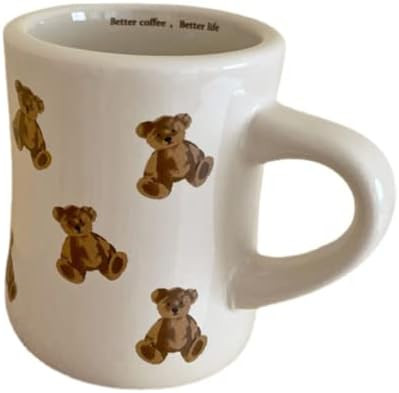 Women Girls Creamy White Cartoon Bear Mugs Ceramic Coffee Mug Water Cup 350ML/12OZ. Cute Funny No... | Amazon (CA)