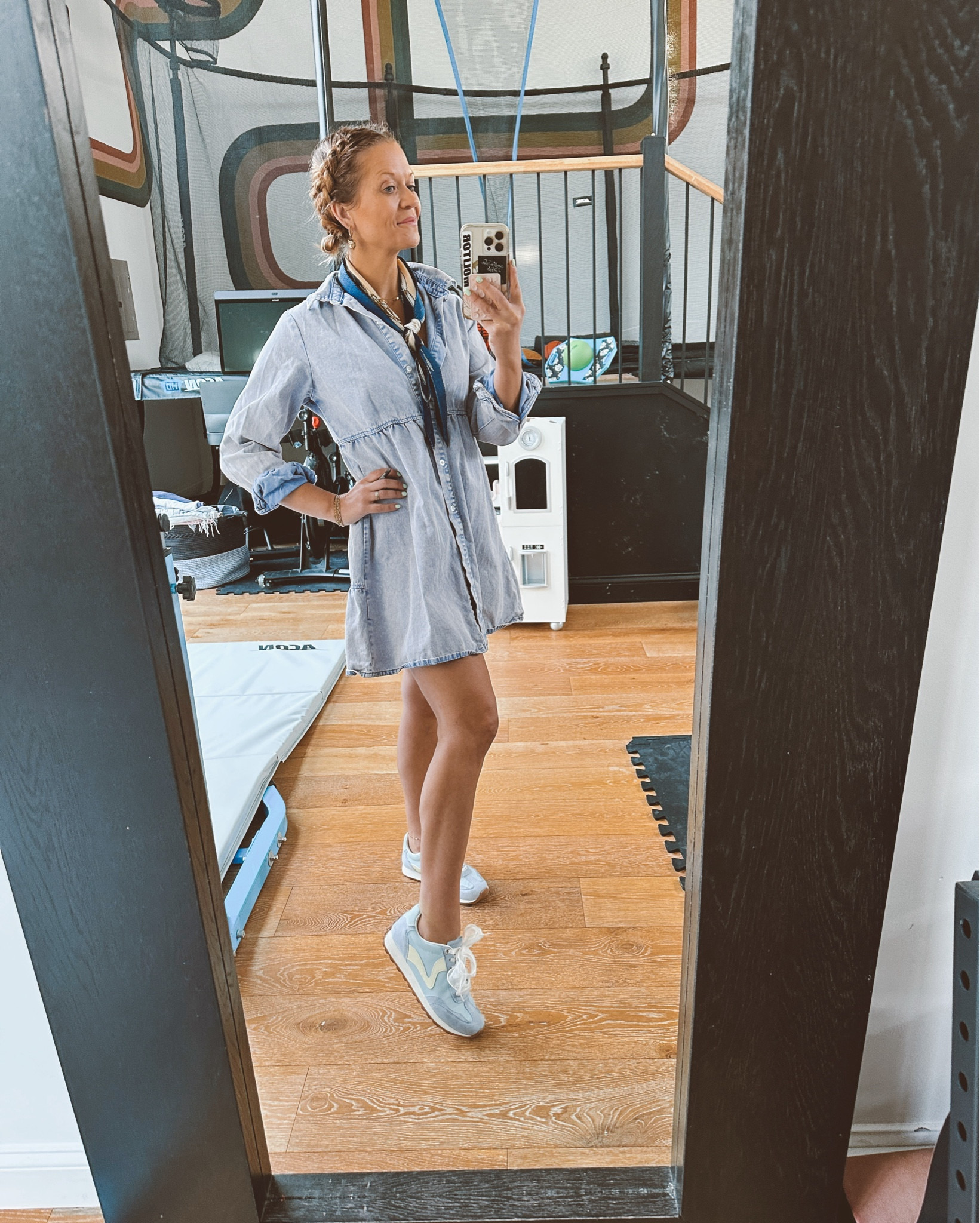 Gotta love a good denim dress, but in color. Vintage scarfs too - wrap around neck, hair, wrist or waist. This one’s my grandmas but I linked a few others. 

#LTKOver40 #LTKSummerEdit #LTKWorkwear