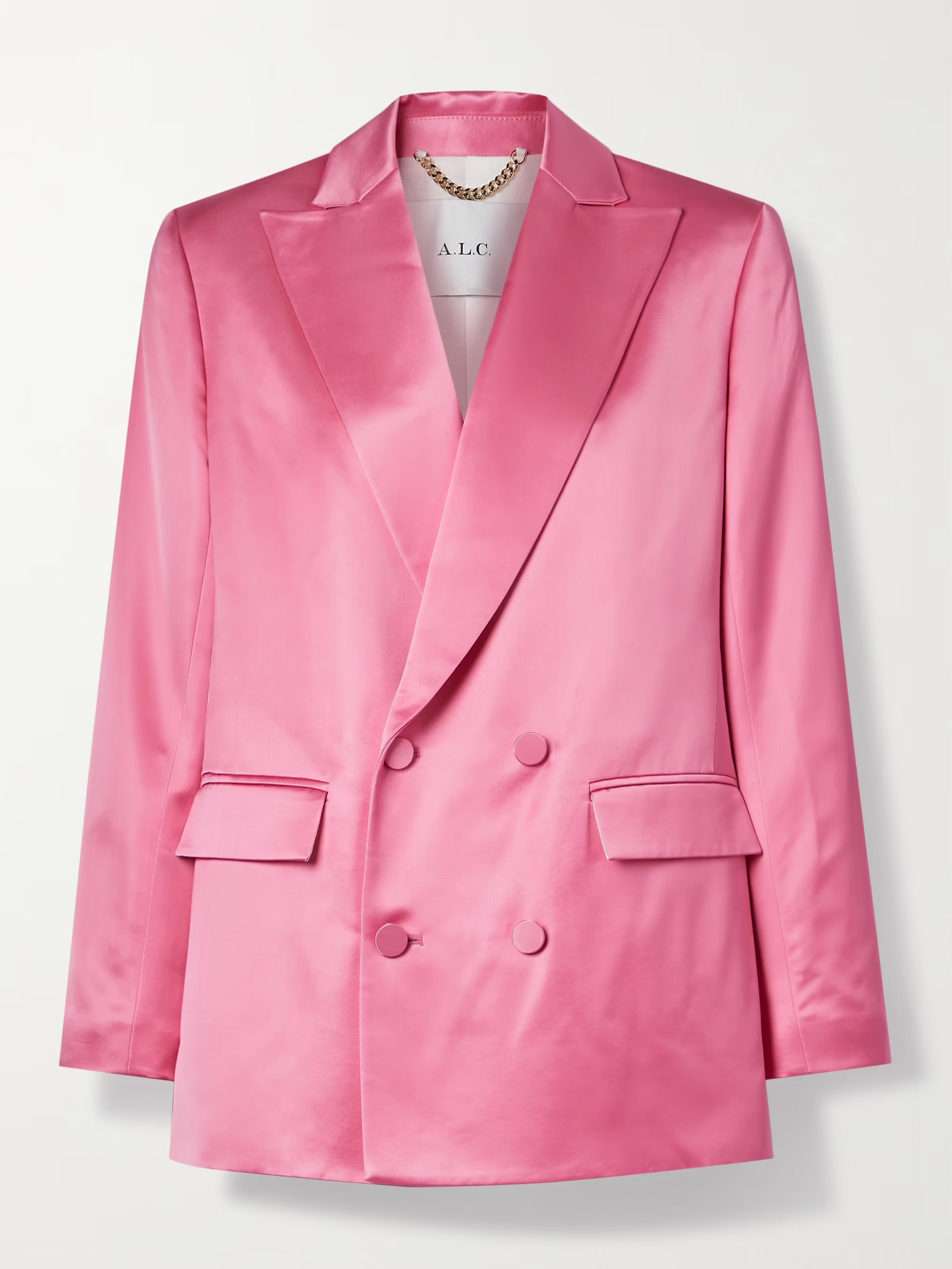 Pink Riley double-breasted satin blazer | A.L.C. | NET-A-PORTER | NET-A-PORTER (US)