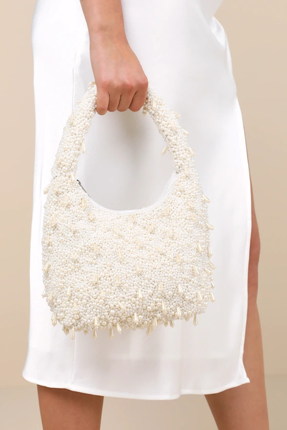 Notorious Glow White Pearl Fringe Handbag | Lulus