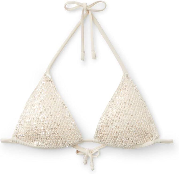 CALZEDONIA Woman's Triangle Swimsuit Top Sequin Net | Amazon (US)