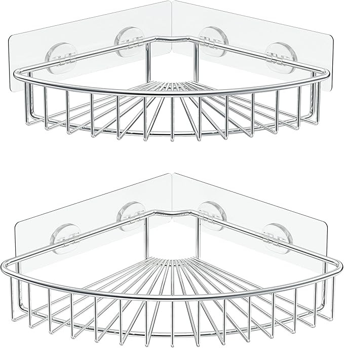 SMARTAKE 2-Pack Corner Shower Caddy, SUS304 Stainless Steel, Wall Mounted Bathroom Shelf with Adh... | Amazon (US)