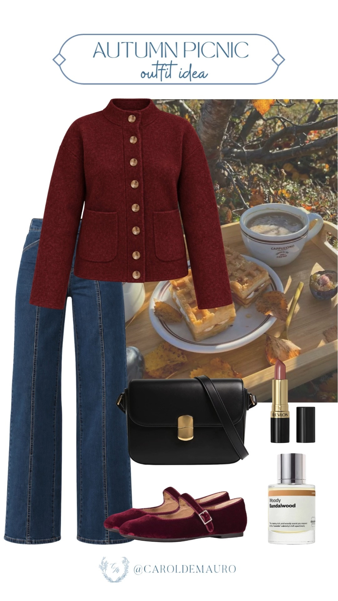 A cozy jacket, wide leg jeans, and burgundy Mary Janes make the perfect combo for a crisp fall picnic. Add a swipe of lipstick and you're ready to go!

autumn picnic outfit, fall outfit idea, burgundy outfit, wool jacket, fall fashion inspo, cozy fall style, women's fall outfits, picnic style

#LTKootd #LTKSeasonal #LTKU