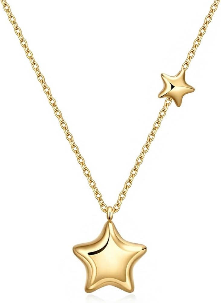 Rnivida Stainless Steel Star Necklace for Women Minimalist Star Charm Pendant with Adjustable Cha... | Amazon (US)