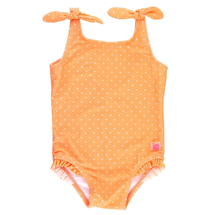 RuffleButts Melon Polka Dot Tie Shoulder One Piece | Target