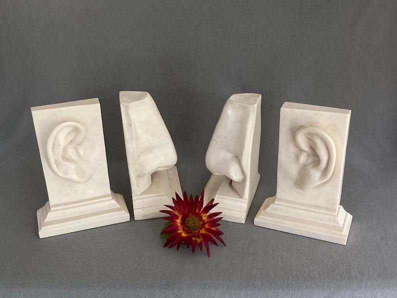 Pop Art Sculptural Bookends Ear & Nose Two Sets for Unique Decor - Etsy | Etsy (US)