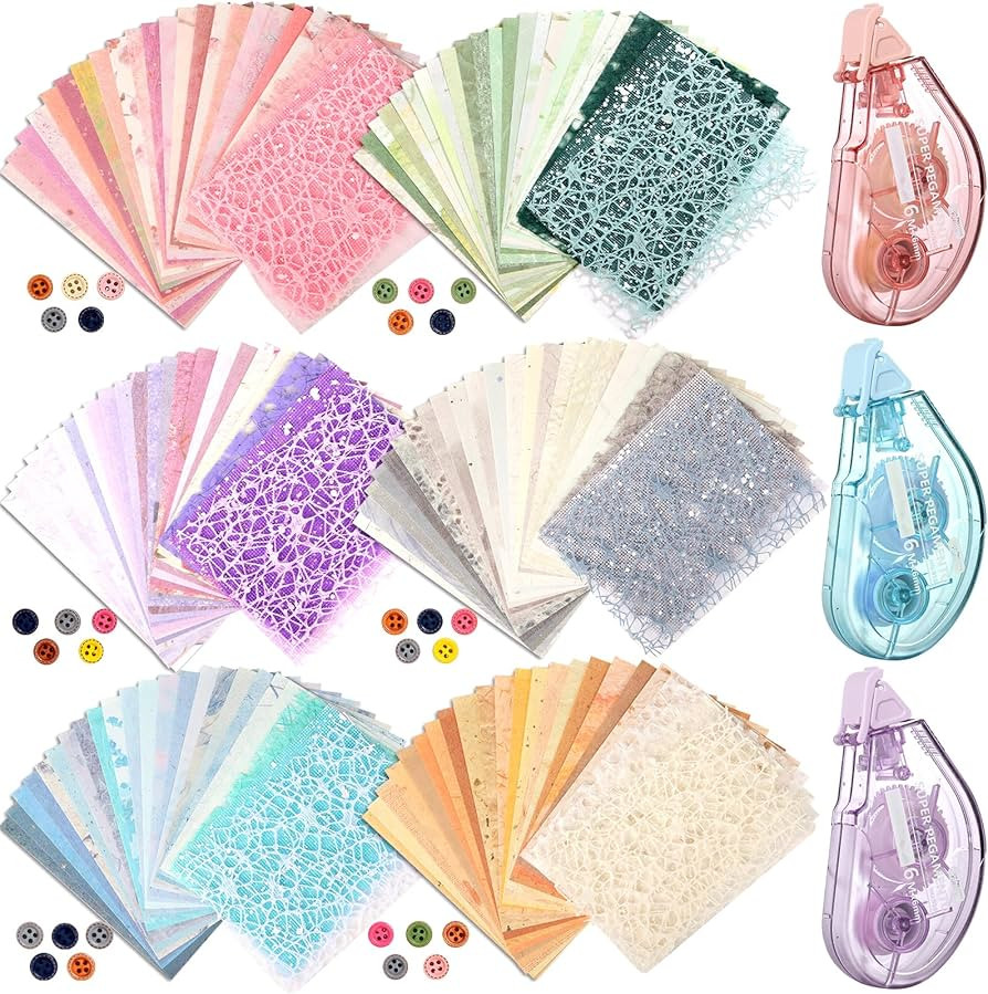 156 Sheets Textured Scrapbook Paper and Mesh Fabric Assorted Set, Sublaga 6 Pack Mixed Special Pa... | Amazon (US)
