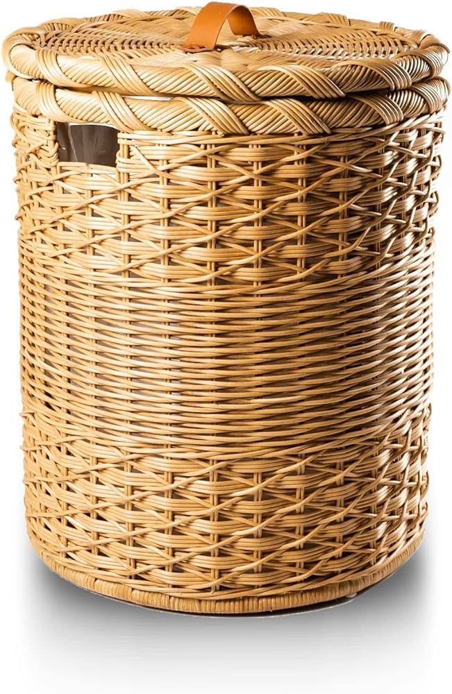 The Basket Lady Round Wicker Laundry Hamper, Extra Large, 23 in Dia x 28 in H, Sandstone | Amazon (US)