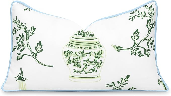 Hofdeco Premium Coastal Patio Indoor Outdoor Lumbar Pillow Cover Only, 12"x20" Water Repellent fo... | Amazon (US)