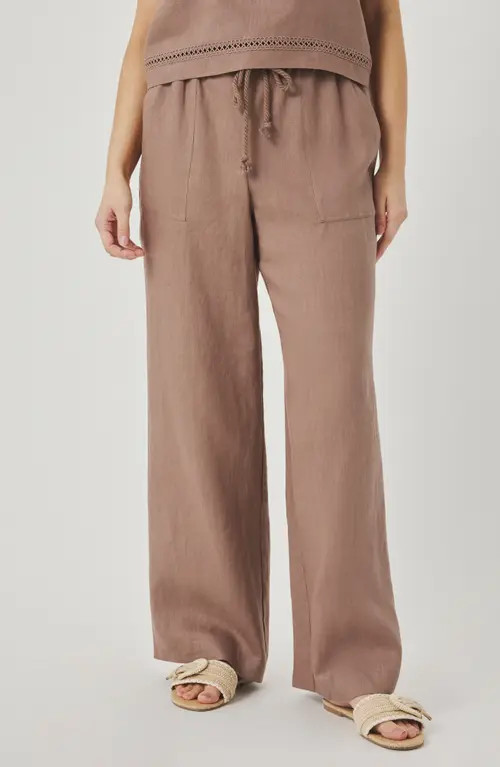 Splendid Stella Lace Inset Crop Linen Pants in Wicker Beige at Nordstrom, Size X-Small | Nordstrom