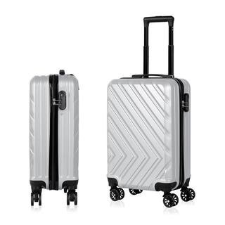 Carry On Luggage, 20"" Hardside Suitcase ABS Spinner Luggage with Lock - Arrow in Silver | The Home Depot