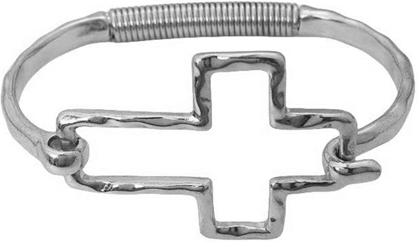 Chunky Cross Bracelet for Women Gold Silver Chunky Large Cross Heart Geometric Shape Bangle Cuff ... | Amazon (US)