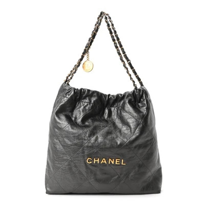 Metallic Calfskin Quilted Chanel 22 Ruthenium | FASHIONPHILE (US)