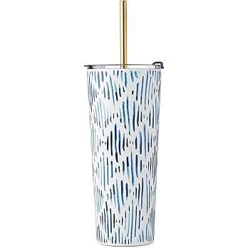 Lenox 895729 Blue Bay Ikat Pattern Stainless Steel Tumbler With Straw | Amazon (US)