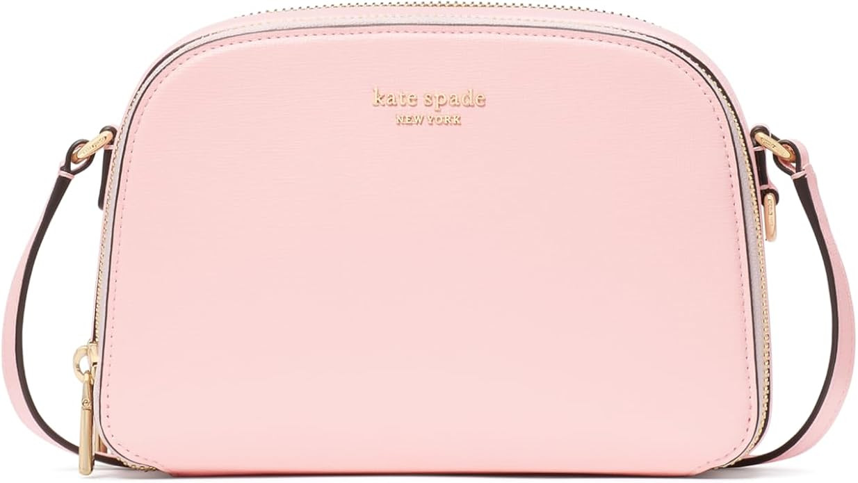 kate spade new york Devin Saffiano Leather Double Zip Dome Crossbody, Pastry Pink | Amazon (US)