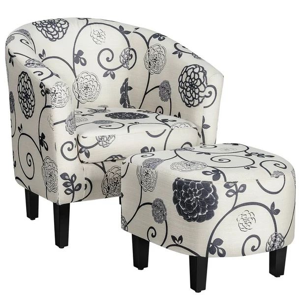 Gymax Chair & Ottoman Sets and Club Chair, Grey Floral | Walmart (US)