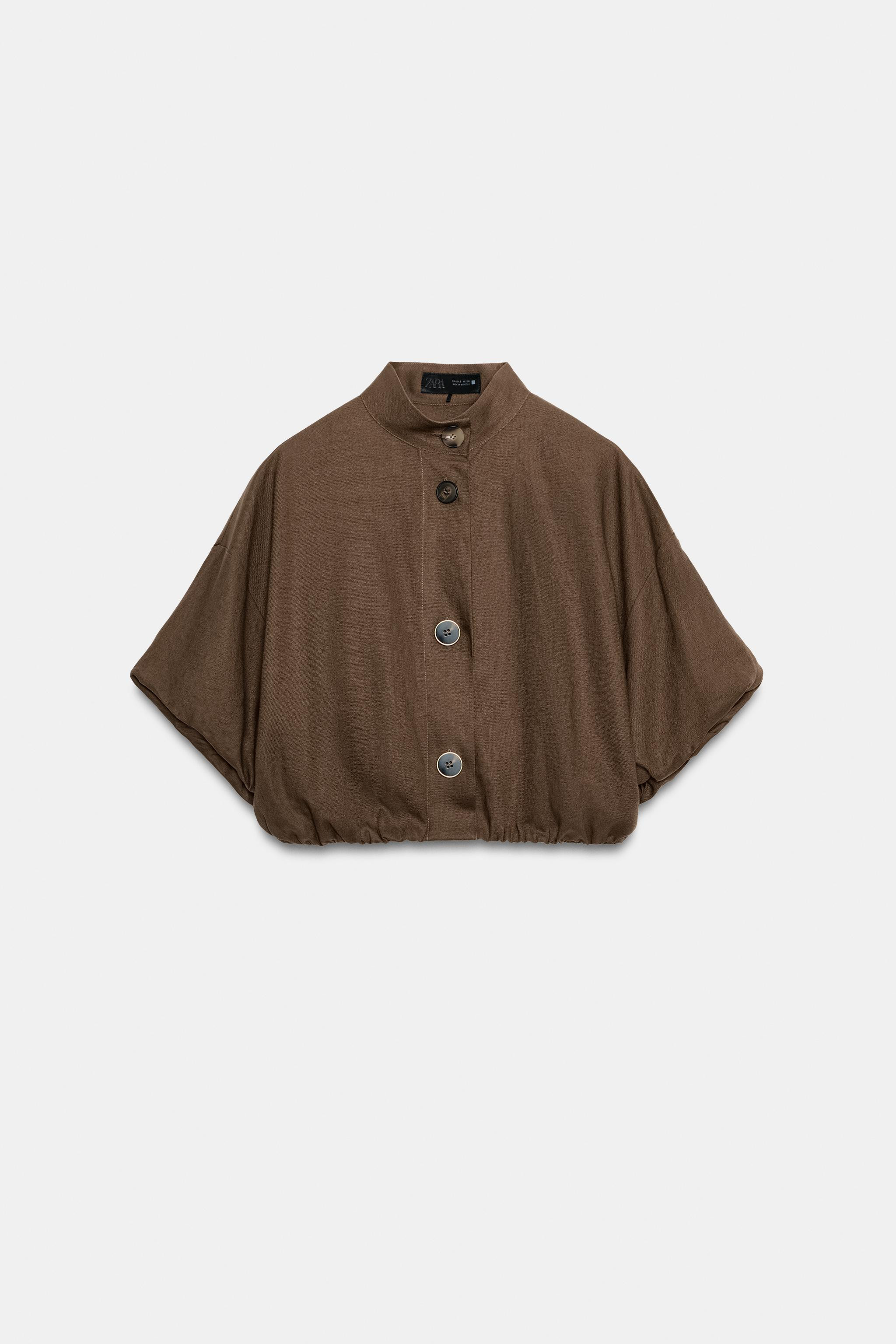 LINEN BLEND BALLOON SHIRT | Zara US