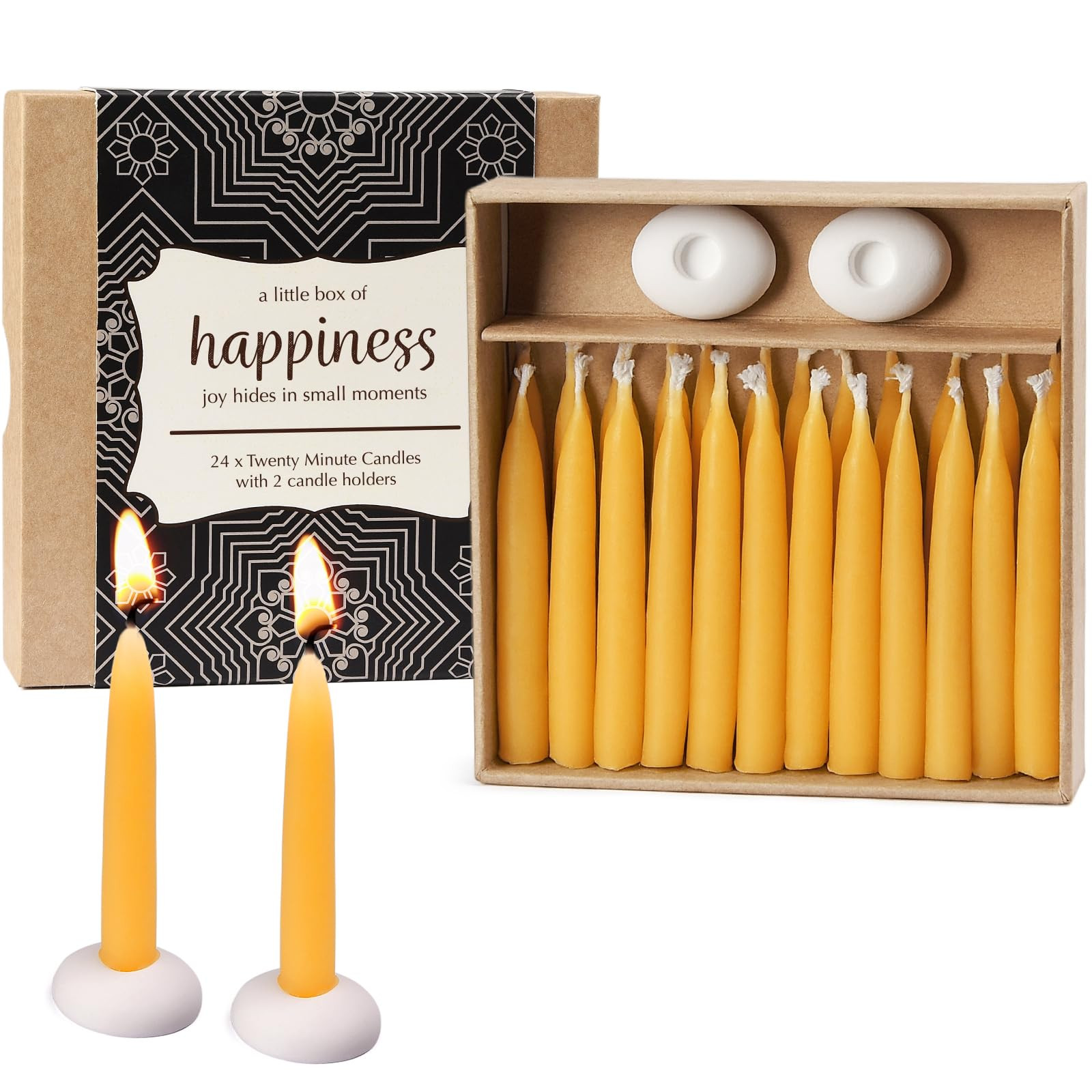 DEYBBY 20 Minute Beeswax Meditation Candles for Happiness - 24pcs Mini Beeswax Taper Candle Gift ... | Amazon (US)