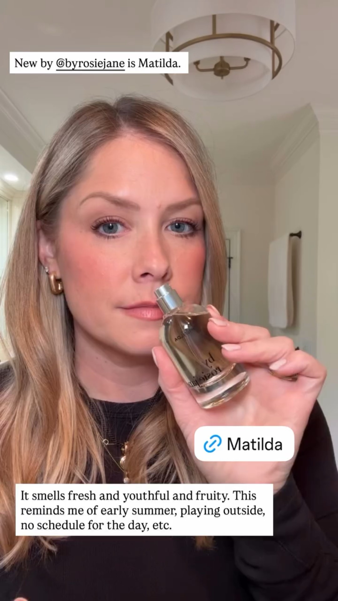 New by @byrosiejane is Matilda.  It smells fresh and youthful and fruity. This reminds me of early summer, playing outside, no schedule for the day, etc.