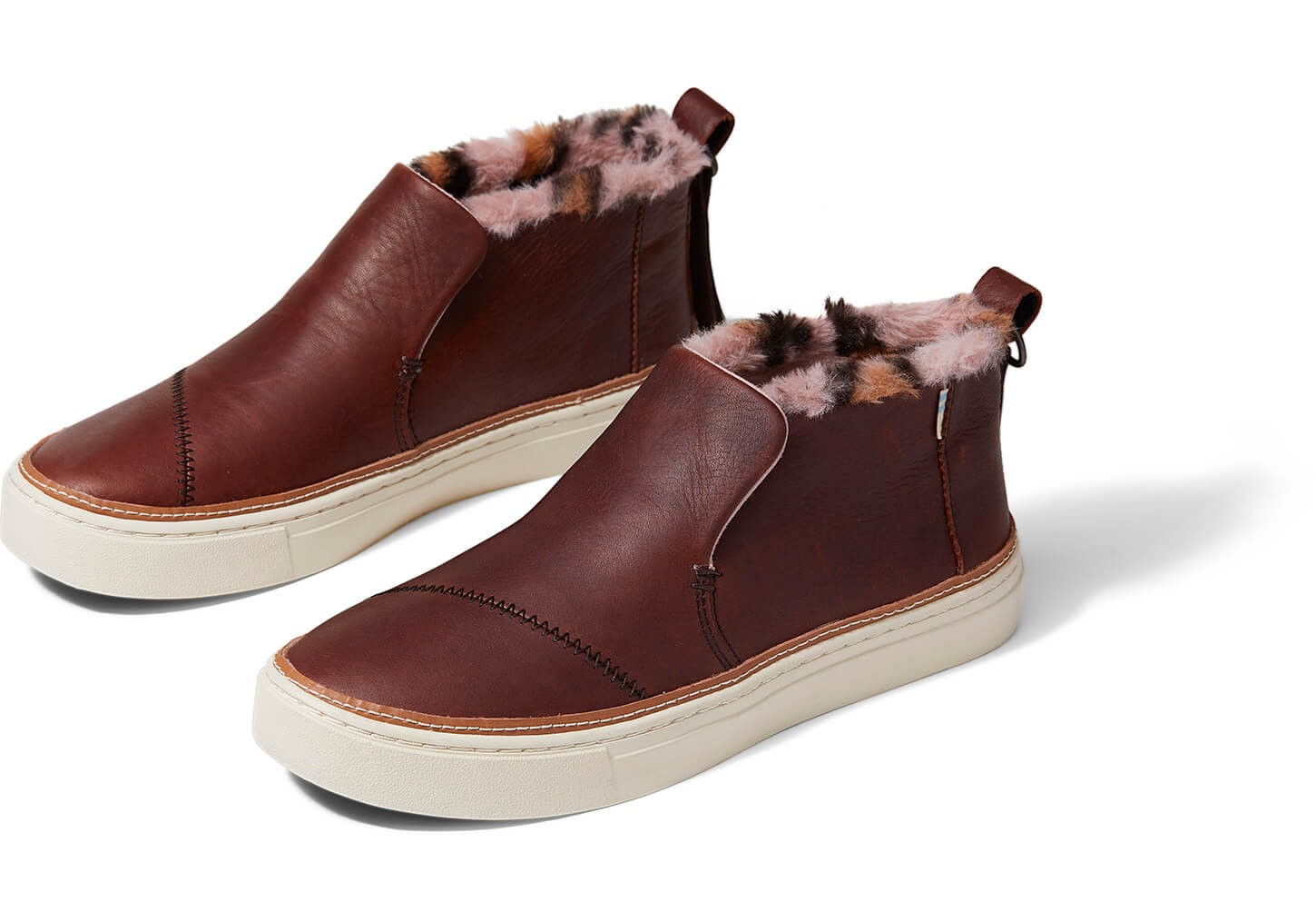 Water Resistant Dark Brown Leather and Faux Leo Fur Women's Paxton Slip-Ons | TOMS (US)