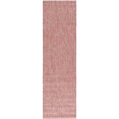 Courtyard CY8521 UV & Stain Resistant Non-Shedding Power Loomed Indoor/Outdoor Runner Rug - Red/Beige - 2'3"x6'7" - Safavieh | Target