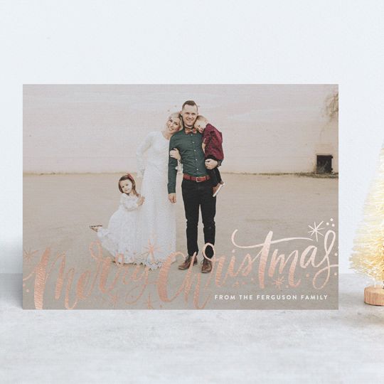"Merry Christmas Sparkle Snow" - Customizable Foil-pressed Holiday Cards in Gold by Alethea and Ruth | Minted