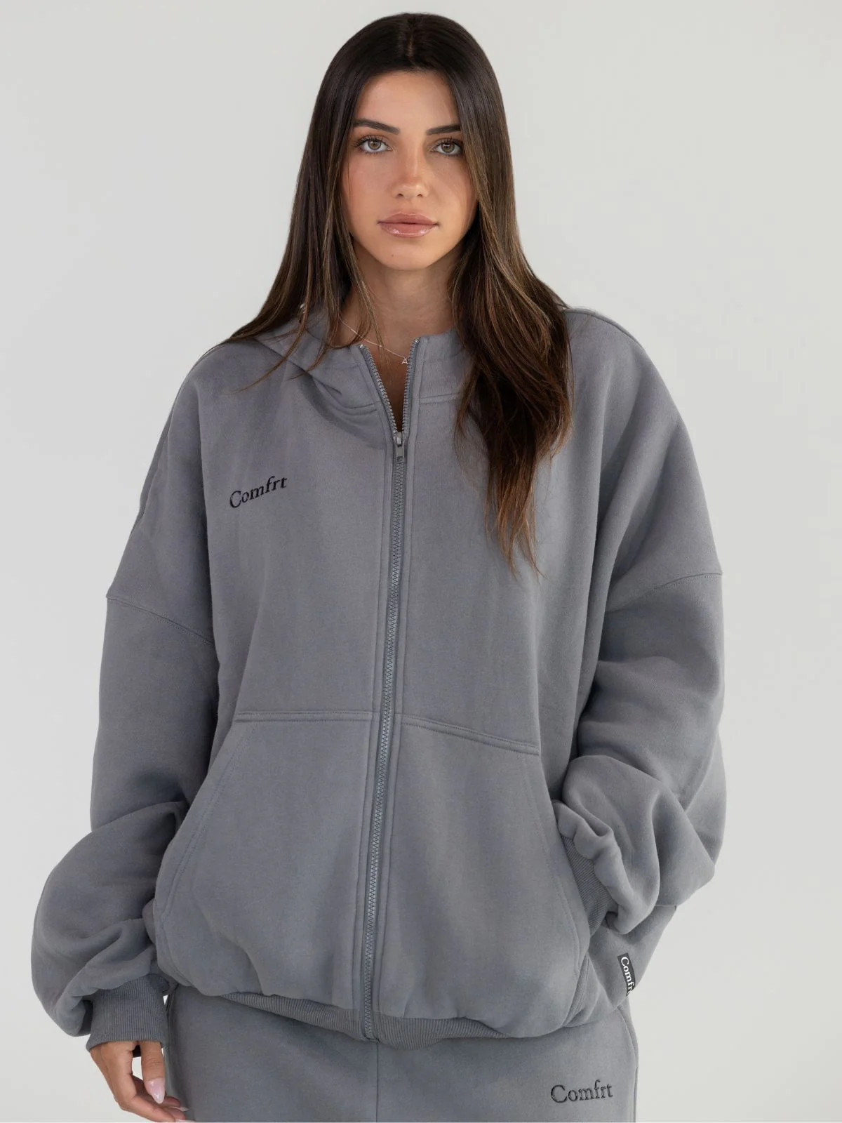 Comfrt Cloud Zip Hoodie | Wolf Grey | Oversized | 3X | Comfrt