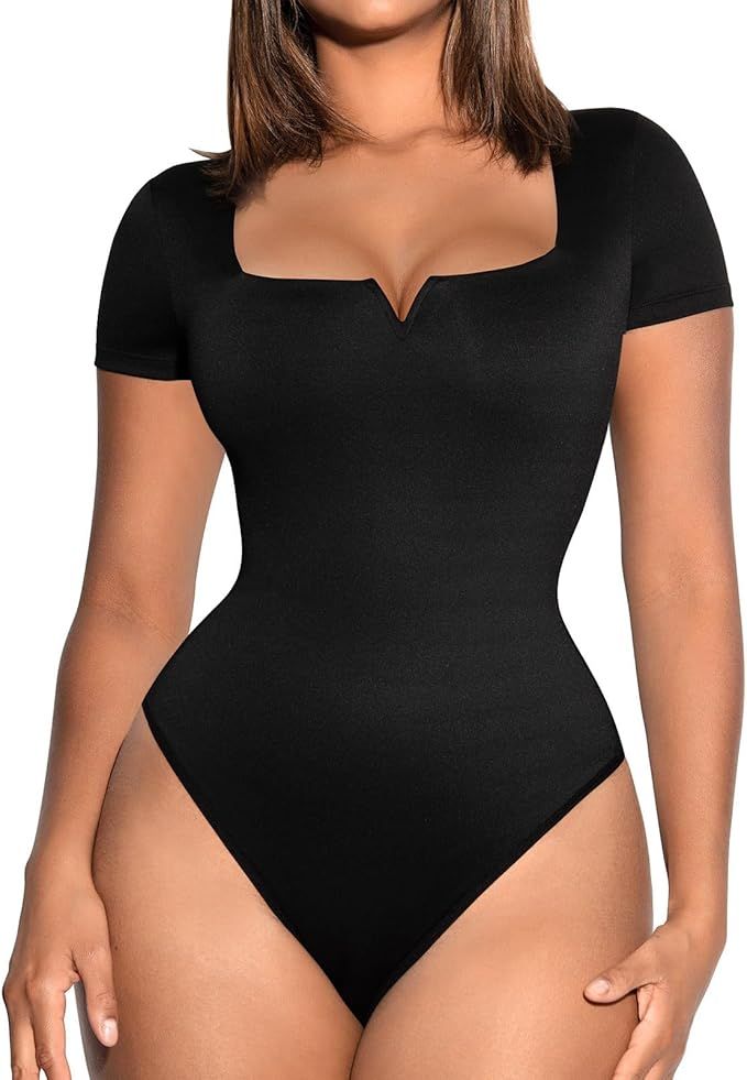 FeelinGirl Square Neck Bodysuit for Women Sleeveless Tummy Control One Piece Slimming Bodysuit Go... | Amazon (US)