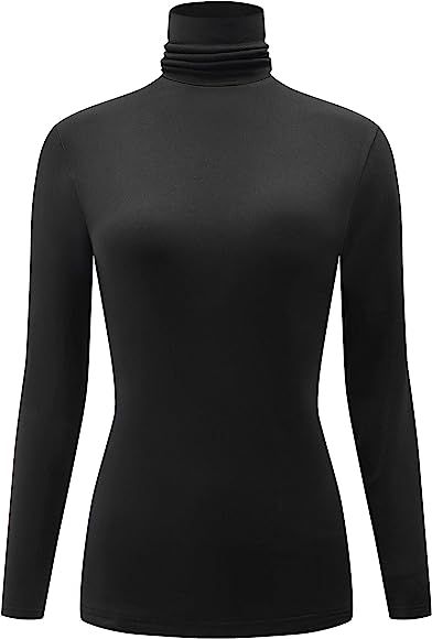 KLOTHO Casual Turtleneck Tops Lightweight Long Sleeve Soft Thermal Shirts for Women | Amazon (US)