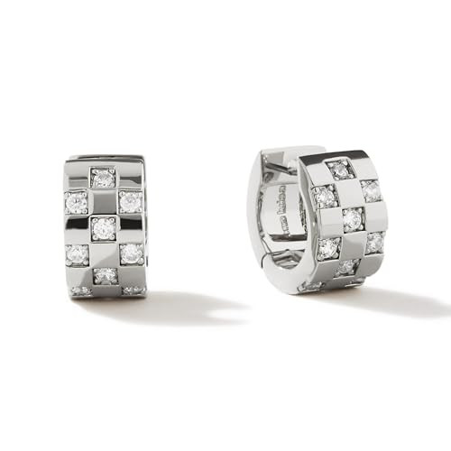 Ana Luisa Eden Huggie Hoop Earrings - 14K Gold Plated & Silver Rhodium Plated Chunky Hoop Earrings With Cubic Zirconia - Hypoallergenic, Water-Resistant & Tarnish-Free - Stylish Hoop Earrings (Silver) | Amazon (US)
