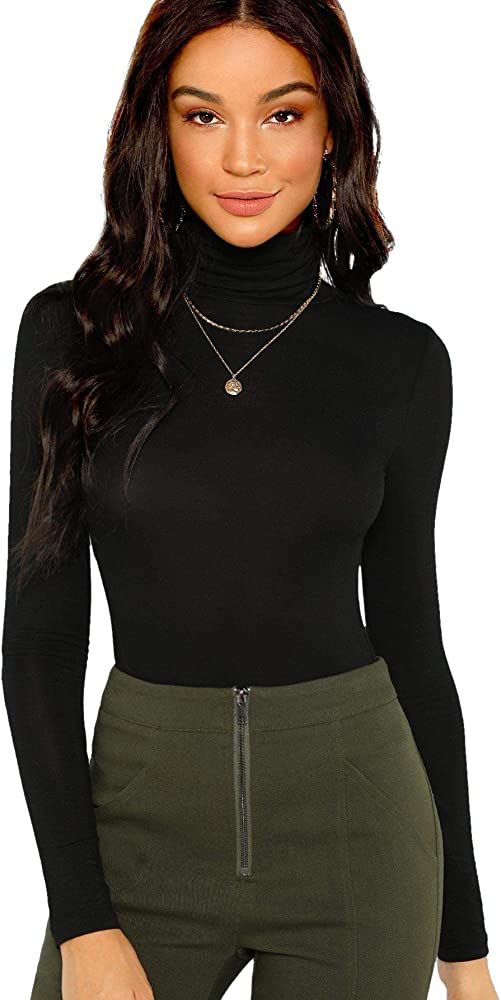 Women's Long Sleeve Slim Fit Turtleneck Basic T-Shirts | Amazon (US)