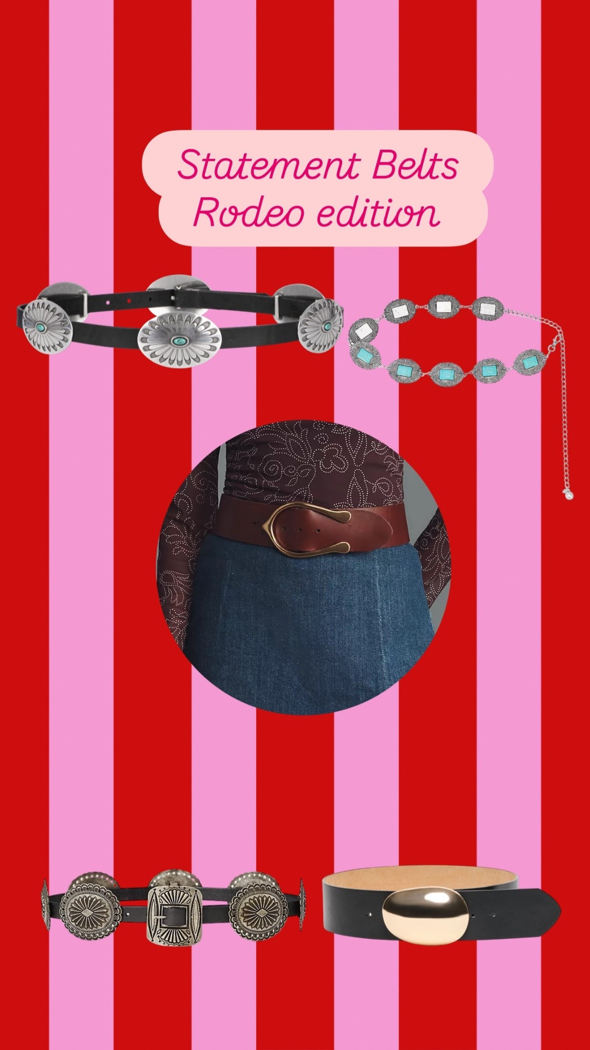 Statement belts 
Rodeo Season
Round Top 
Cowboy Chic


#LTKTravel #LTKFindsUnder100 #LTKootd