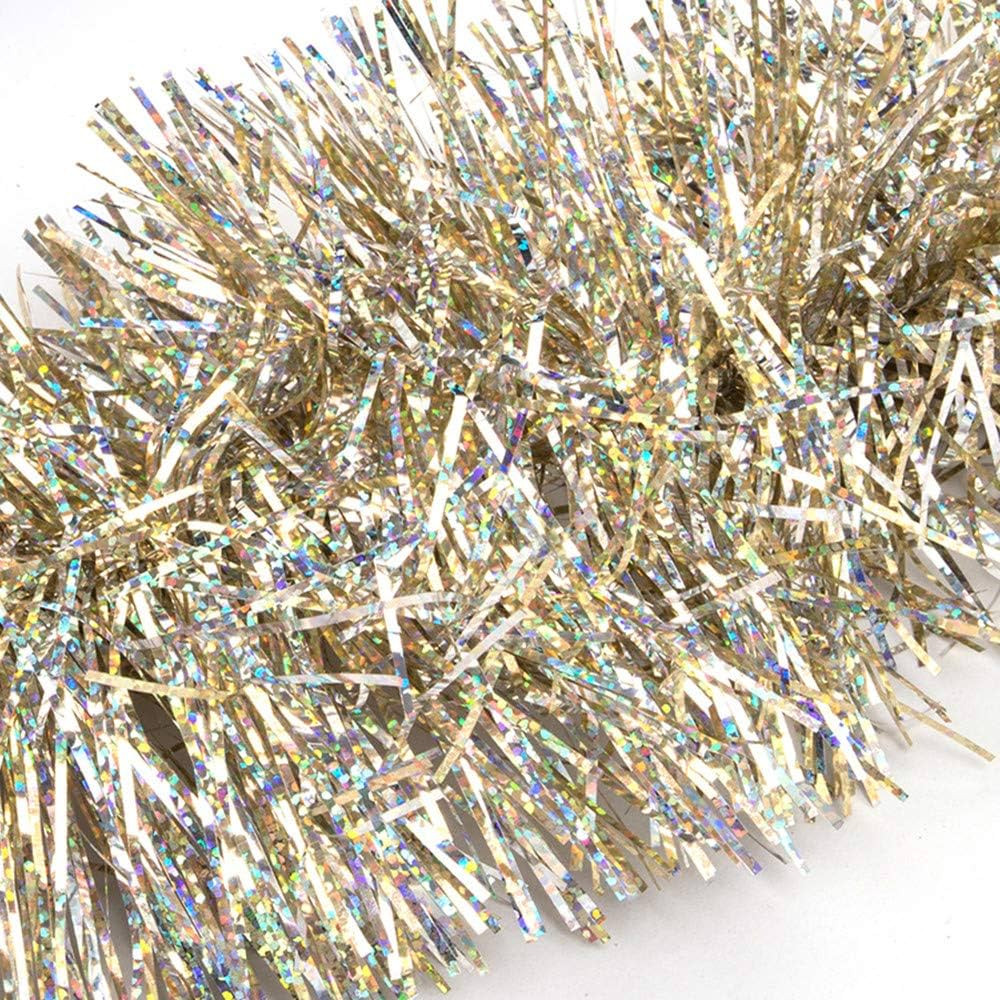 19ft Christmas Tinsel Garland, Gold Holiday Tinsel Sparkly Tinsel Snowy Tinsel Sparkly Classic Ti... | Amazon (US)