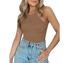 MISSJOY Sexy Crew Neck Sleeveless Double Lined Slimming Going Out Tank Top Bodysuits | Amazon (US)