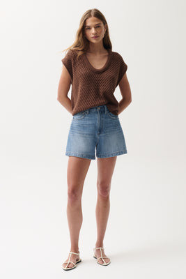 Saige High Rise A-Line Short - Sail Away | Pistola Denim