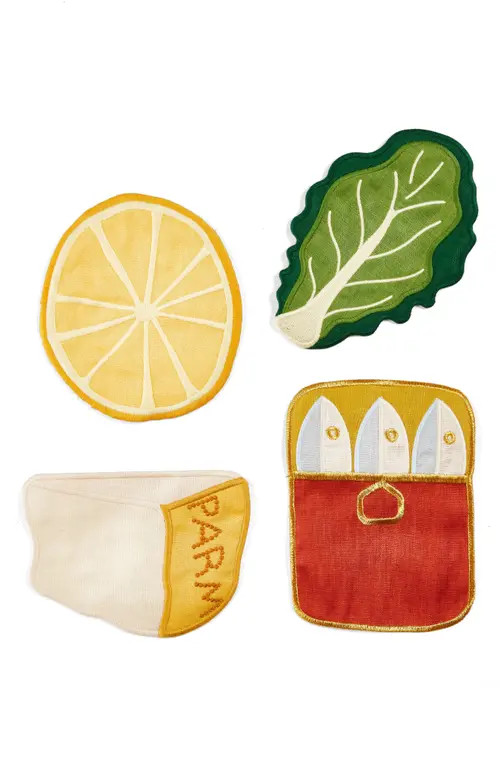 PIECEWORK PUZZLES Caesar Salad Set of 4 Linen Napkins in Blue at Nordstrom | Nordstrom