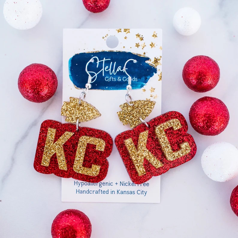 KC Arrowhead Double Layered Drop Dangles - Kansas City Football Lovers Game Day Red Friday | Etsy (US)