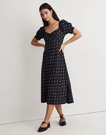 Sweetheart Puff-Sleeve Midi Dress in Stardot | Madewell